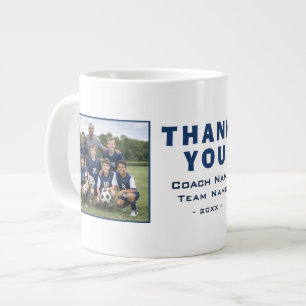 Soccer Football Coach Thank You Team Photo Large Coffee Mug