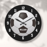 Soccer Football Custom Name Large Clock<br><div class="desc">Personalised name soccer clock. Designed by Thisisnotme©</div>