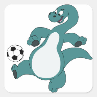 Soccer Football Dinosaur Square Sticker