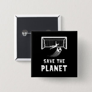 Soccer Football Earth Day Save The Planet 15 Cm Square Badge