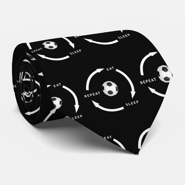 Soccer Football Eat Sleep Repeat Sports Fan Saying Tie (Rolled)