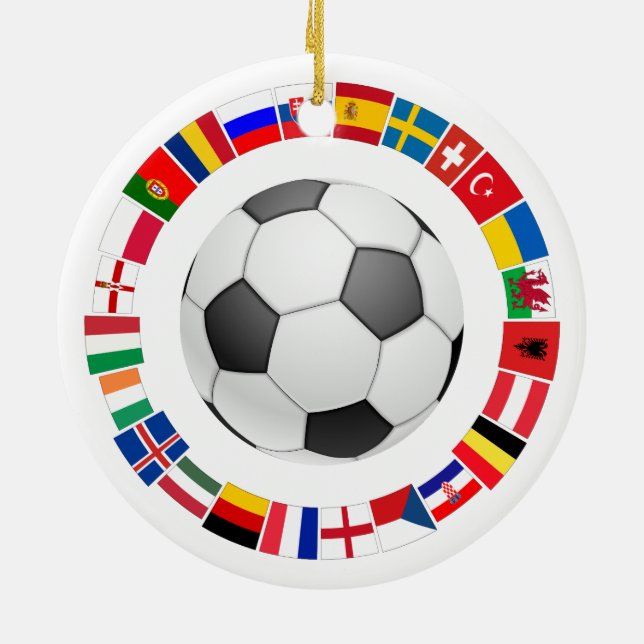 Soccer Football European Championship 2016 Ceramic Tree Decoration (Back)