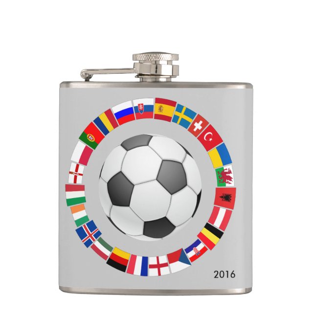 Soccer Football European Championship 2016 Hip Flask (Front)