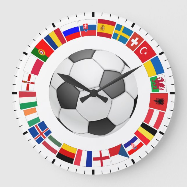 Soccer Football European Championship 2016 Large Clock (Front)