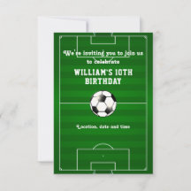 Soccer Football Field Custom Birthday Invitation