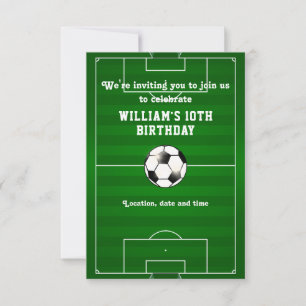 Soccer Football Field Custom Birthday Invitation