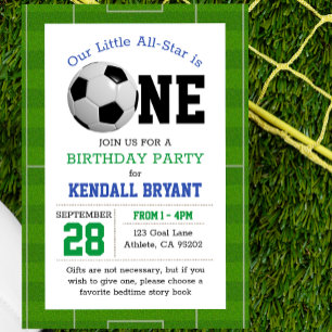 Soccer Football First Birthday Invitation
