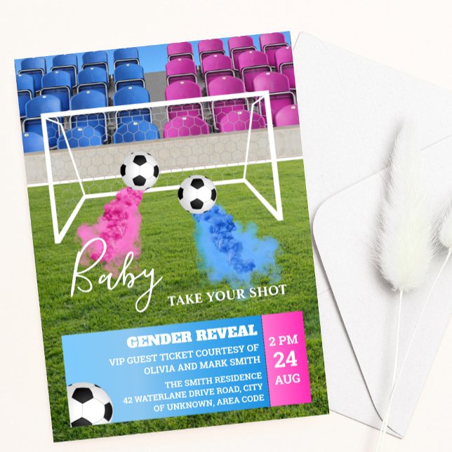 Soccer football gender reveal party invitation  (Creator Uploaded)
