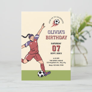 Soccer football girl invitation