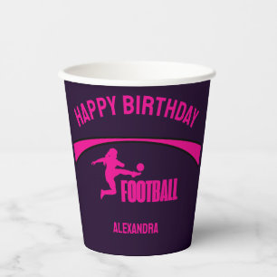 Soccer Football Girl Player Birthday Paper Cups