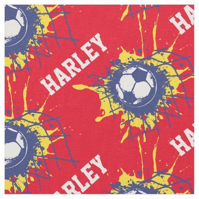 Soccer football goal custom name pattern fabric (Close Up)