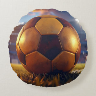 Soccer Football - Golden Ball Round Cushion