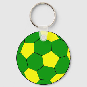Soccer football green and yellow key ring