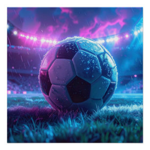 Soccer Football in stadium arena extreme weather Poster
