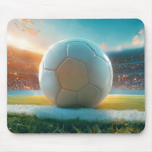 Soccer Football in white Mouse Mat (Front)