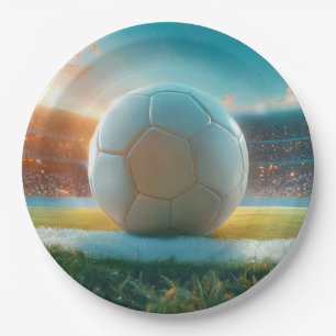 Soccer Football in white Paper Plate