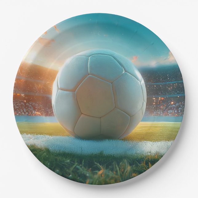 Soccer Football in white Paper Plate (Front)