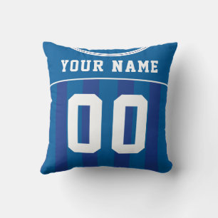 Soccer Football Jersey Name Number Blue Template Cushion