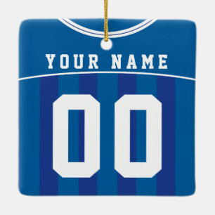 Soccer Football Jersey Name & Number Template Ceramic Tree Decoration