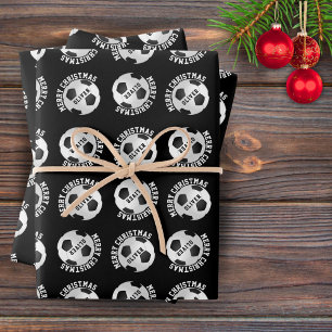 Soccer Football Kids Name Sports Merry Christmas Wrapping Paper Sheet