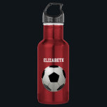 Soccer Football Name customised 532 Ml Water Bottle<br><div class="desc">This design features a Soccer ball against a red background and a template to add name. Personalise this bottle with a name of a soccer player. This Soccer/football design bottle is great for keeping water or other energy drink of the player. It also makes a great gift for soccer or...</div>