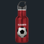 Soccer Football Name customised 532 Ml Water Bottle<br><div class="desc">This design features a Soccer ball against a red background and a template to add name. Personalise this bottle with a name of a soccer player. This Soccer/football design bottle is great for keeping water or other energy drink of the player. It also makes a great gift for soccer or...</div>