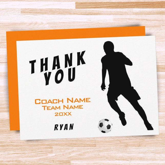 Soccer / Football Orange Thank you Coach Card (Creator Uploaded)