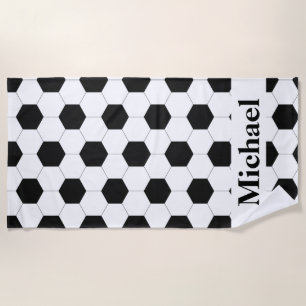 Soccer Football Pattern Design Personalised Beach Towel
