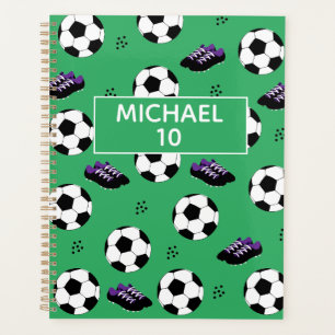 Soccer Football Personalised Name And Number Green Planner