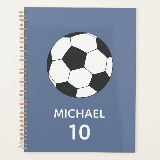 Soccer Football Personalised Name And Number Plann Planner (Front)