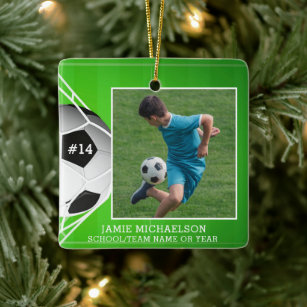 Soccer Football Photo Personalised Ceramic Ornament