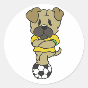 Soccer football player pug choose back colour classic round sticker