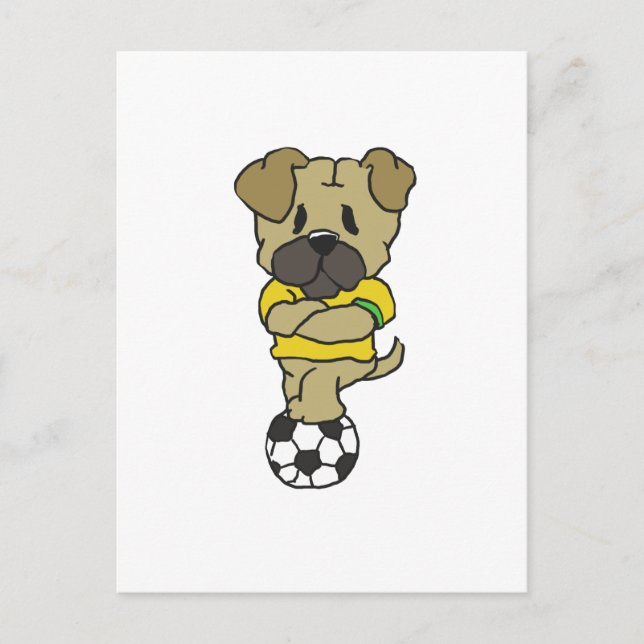 Soccer football player pug | choose back colour postcard (Front)
