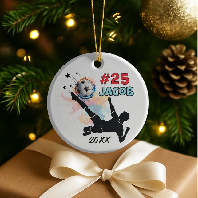 soccer football player sports team personalised ceramic tree decoration (Creator Uploaded)