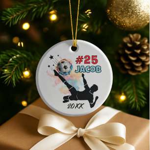 soccer football player sports team personalized ceramic tree decoration