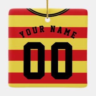 Soccer Football Rugby Jersey Name Number Template Ceramic Tree Decoration