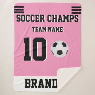 Soccer football sport pink personalised player gol sherpa blanket