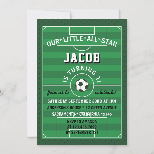 Soccer Football Sports 1st Birthday Party Invitation (Front)