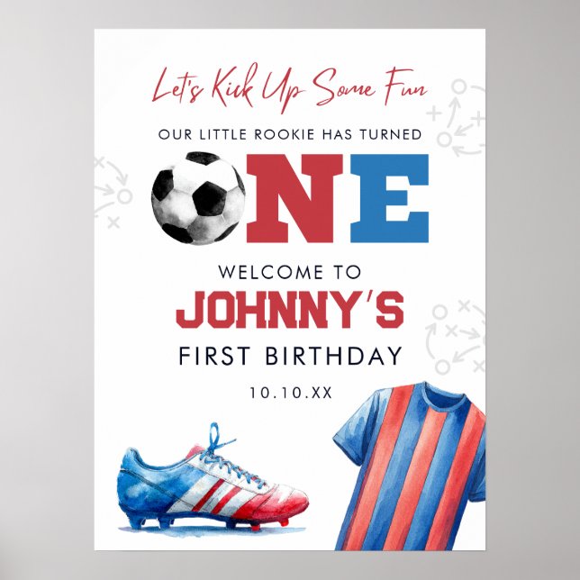 Soccer Football Sports 1st Birthday Welcome Sign (Front)