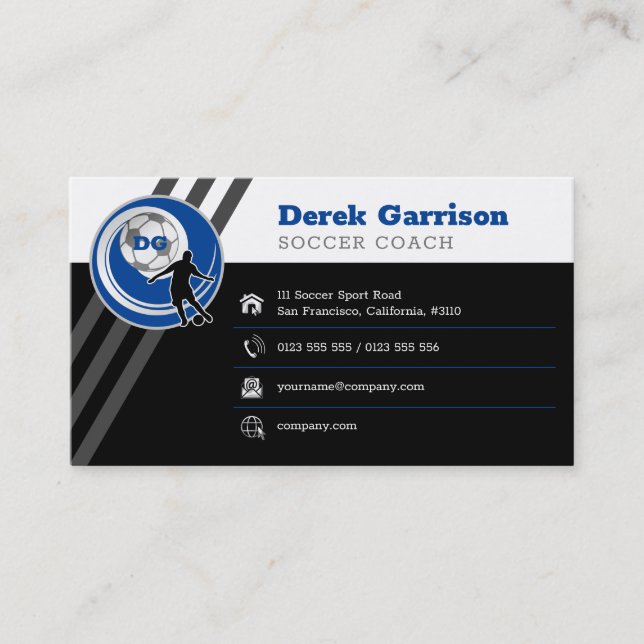 Soccer | Football Sports Coach Business Card (Front)