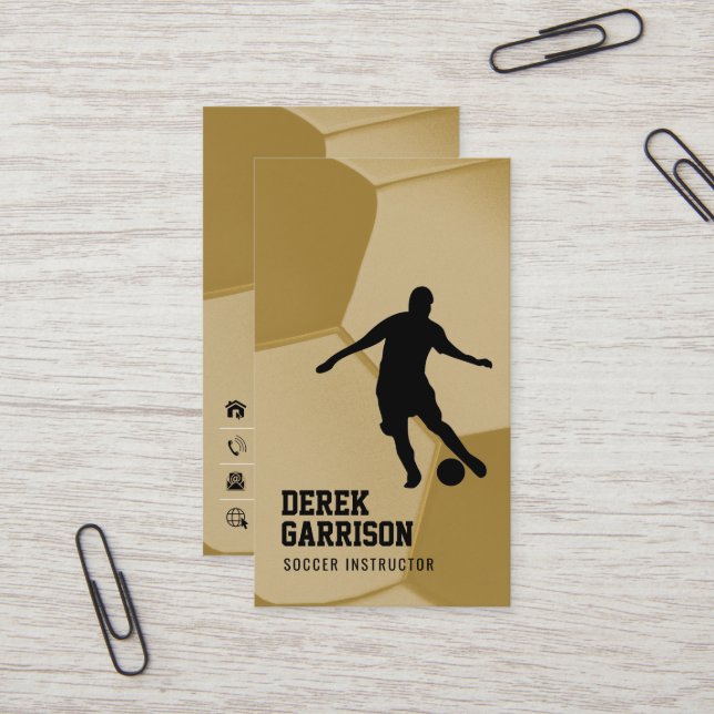Soccer | Football Sports Coach Gold Business Card (Front/Back In Situ)