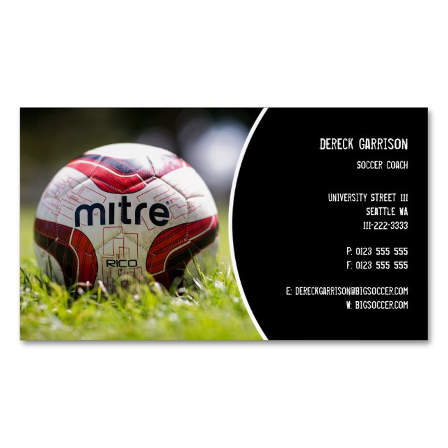 Soccer | Football Sports Coach Magnetic Business Card (Front)