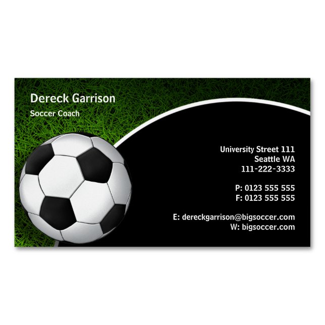Soccer | Football Sports Coach Magnetic Business Card (Front)