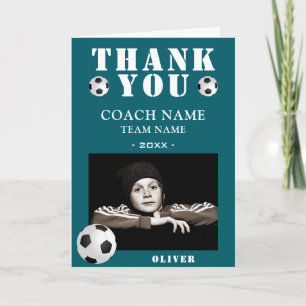 Soccer Football Sports Photo Coach  Thank You Card