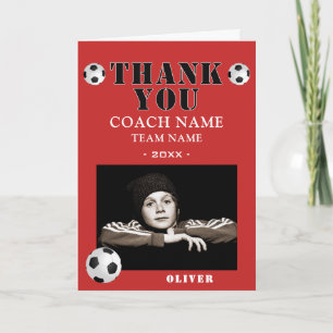 Soccer Football Sports Photo Coach Thank You Card