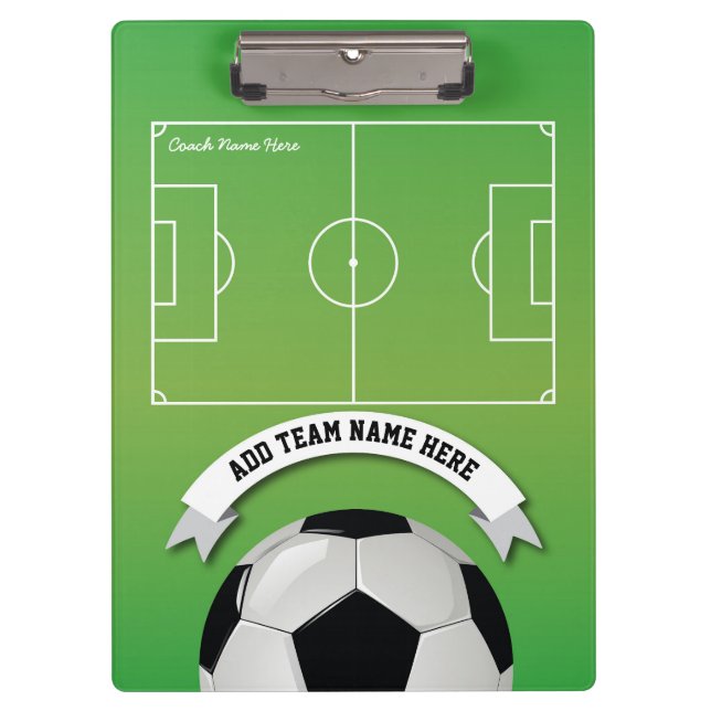 Soccer Football Team Coach Personalised Clipboard (Front)