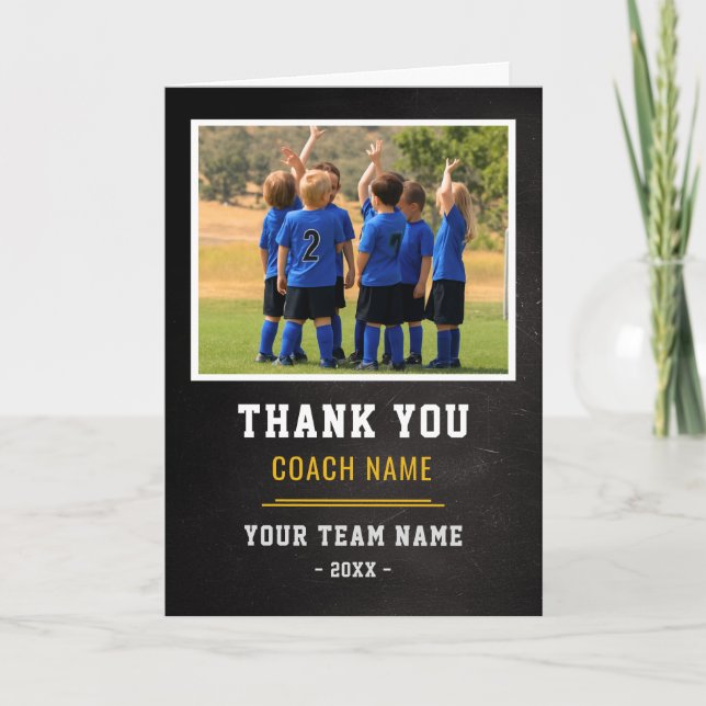 Soccer Football Team Coach Thank You Photo  Card (Front)