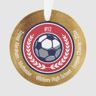 Soccer Football Team Gold Red White Blue Modern Ornament