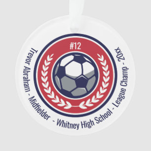 Soccer Football Team Red White Blue Modern Ornament