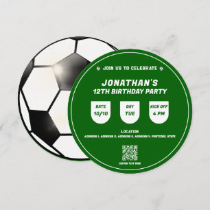 Soccer Football Theme Birthday Party Event Invitation